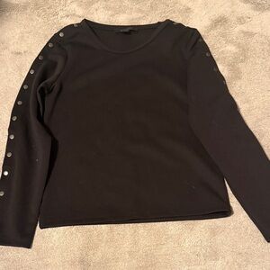 All Saints Black Long Sleeve Top with Button Details